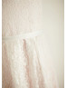 Ivory Lace Pink Lining Boho Flower Girl Dress